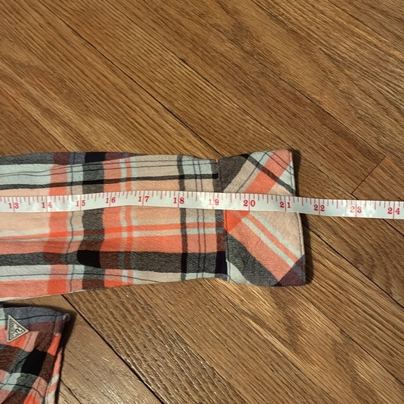 Guess Plaid Button-Up Blouse - Navy and Orange - Picture 16 of 16